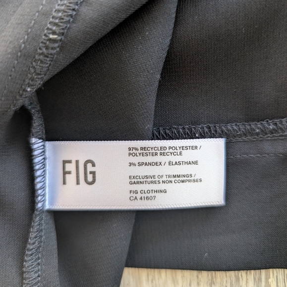 FIG Tie Front Short Sleeve Blouse Women's Large Black - Picture 7 of 8